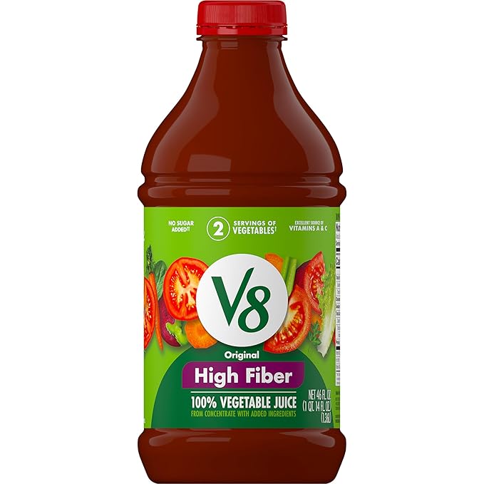 V8 High Fiber 100% Vegetable Juice, 46 fl oz Bottle