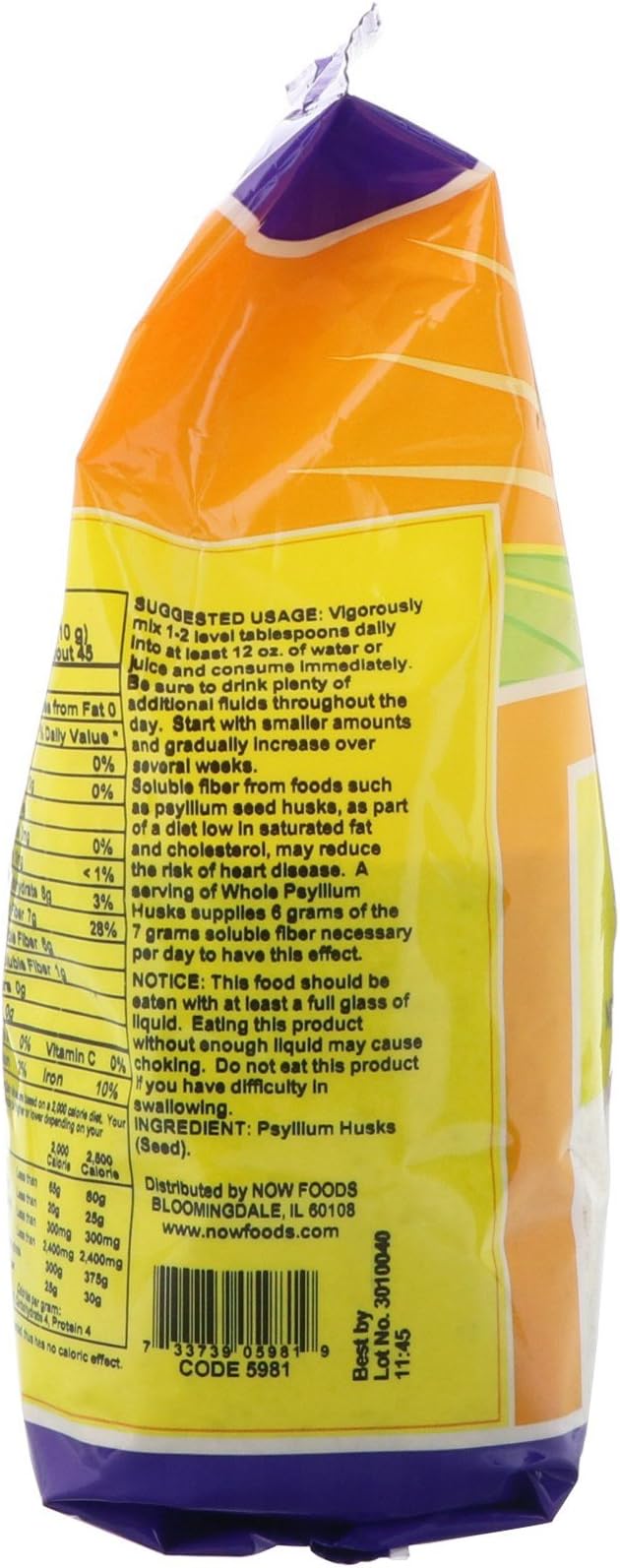 NOW Supplements, Whole Psyllium Husks, Non-GMO 16-Ounce