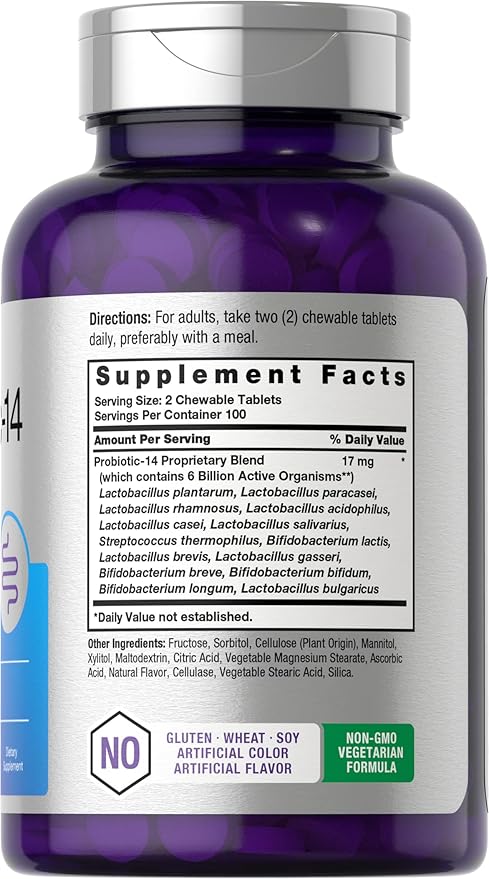 Horbäach Chewable Probiotics 6 Billion CFUs 200 Tablets 14 Probiotic
