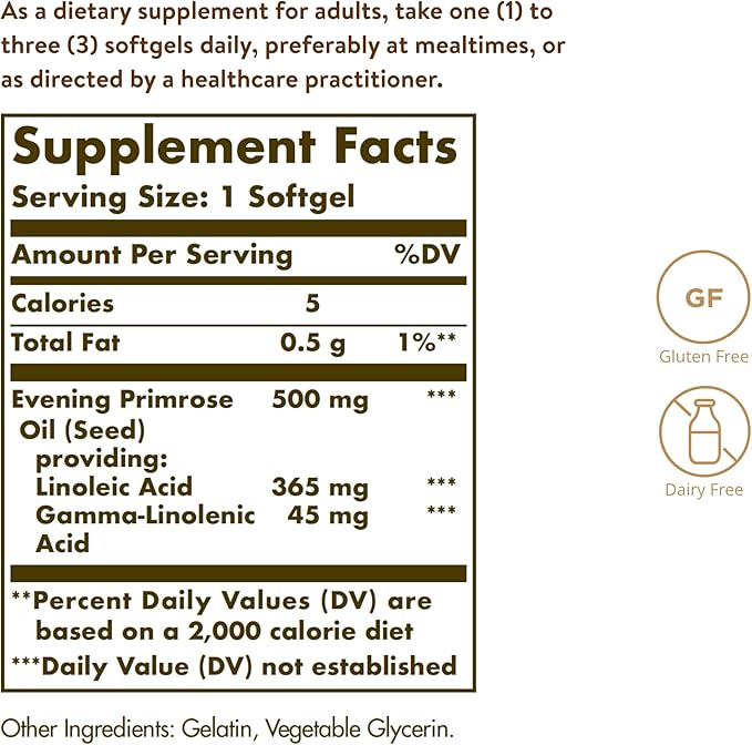 Solgar Evening Primrose Oil 500 mg, 180 Softgels 180 Servings
