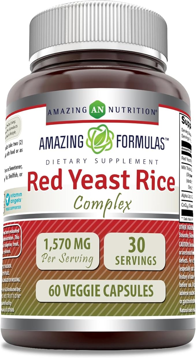 Amazing Formulas Red Yeast Rice Complex CoQ10, Alpha |1570 Mg 60 Veggie