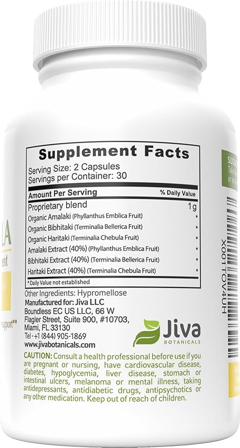 Triphala Supplement - Organic Triphala Capsules 60 Capsules