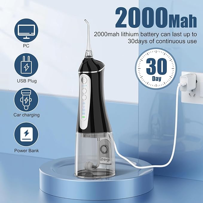 Water Dental flosser for Teeth Cleaning 4 Modes 6 Tips 7 Waterproof