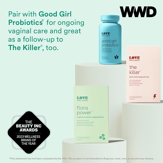 Love Wellness Vaginal Probiotic Suppositories, Flora Power