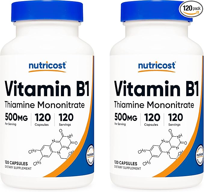 Nutricost Vitamin B1 (Thiamin) 500mg, 120 (2 Bottles)