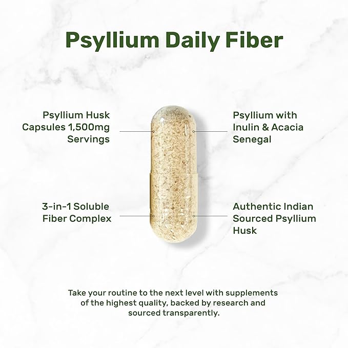 Psyllium Husk 1500mg Per Serving, 300 3 in 1 Fiber