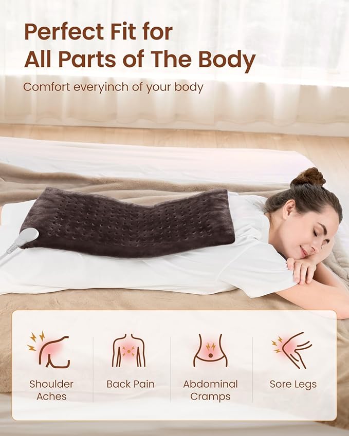 RENPHO Heating pad for Back, Neck, 12"x24" Brown