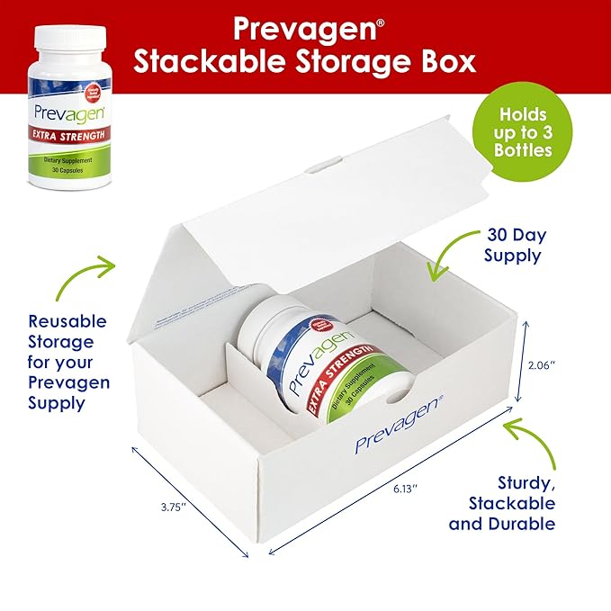 Prevagen Extra Strength 20mg, 30 Capsules |1 Pack| with Apoaequorin & Vitamin D with Attractive and Stackable Storage Box