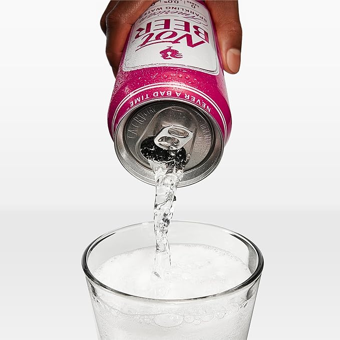 Not Beer American Sparkling Water, Black Cherry, 99.9% Pure, Mineral & Electrolyte Blend, Carbonated Water, Soda Water, Sparkling Water Cans, Made in America, 16 Oz Tallboy Cans, 8 Pack