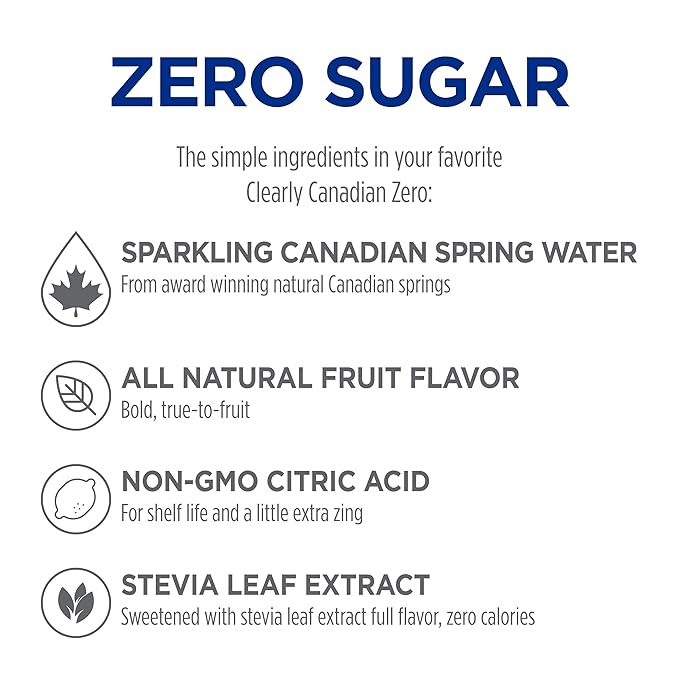 Clearly Canadian Zero Sugar Citrus Medley Sparkling Water Beverage, Zero Sugar & Zero Calories. 1 Case (24 cans x 12 fl oz)
