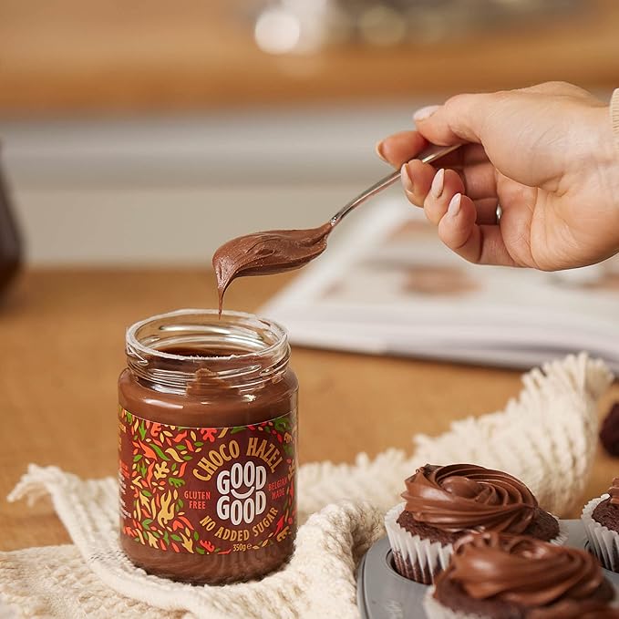 GOOD GOOD No Added Sugar Belgian Choco Hazel Spread - Chocolate Spread with Natural Sweeteners - Gluten Free - Vegetarian Friendly - 12oz / 350g (Pack of 2)