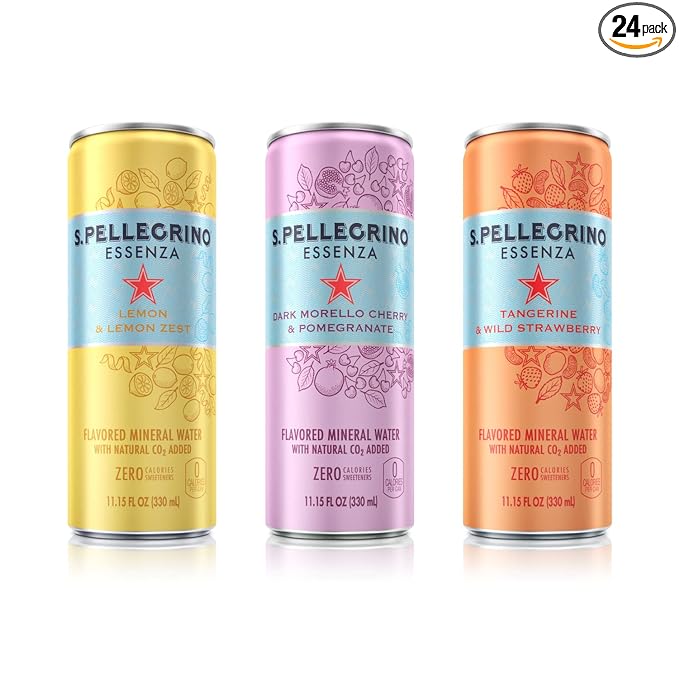 S.Pellegrino Essenza Variety Pack - Lemon, Dark Morello Cherry, Wild Strawberry,11.15 Fl. Oz (Pack of 24)