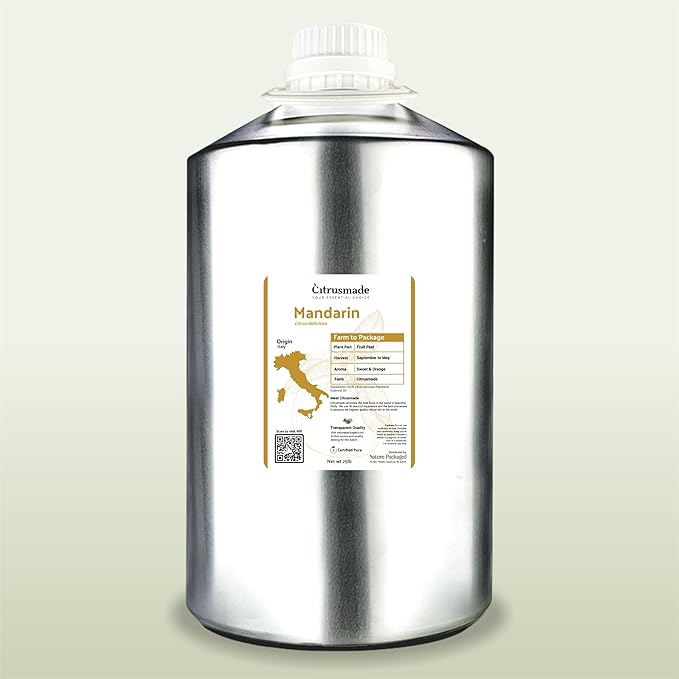 Pure Mandarin Essential Oils - Essential Oils for Diffusers Aromatherapy & Humidifiers (25LB)- Promotes Rest & Wellness | Natural Cold-Pressed