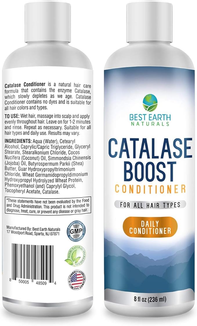 Best Earth Naturals Catalase Formula Starter Kit with 60 Capsules of Catalase 10,000 Shampoo 8 Ounces and Conditioner 8 Ounces