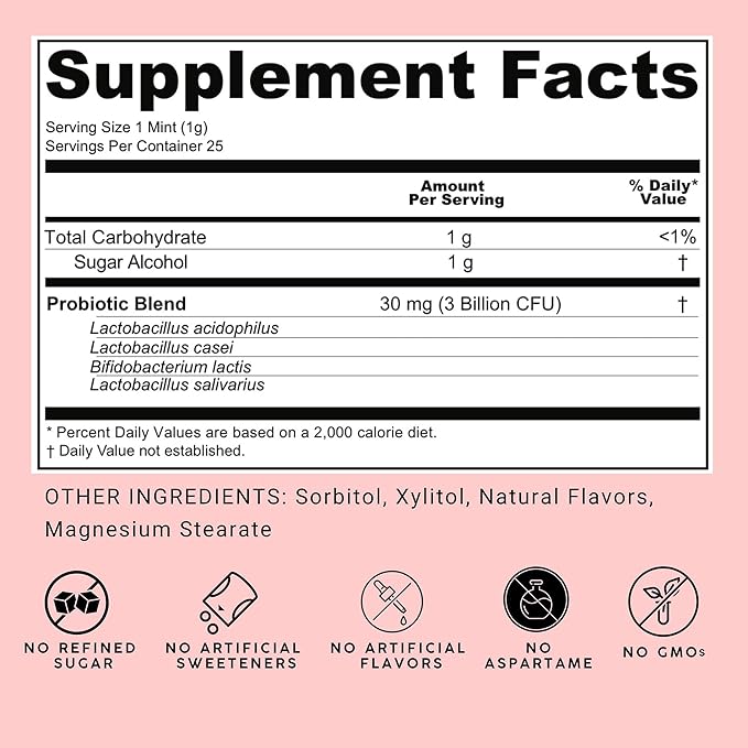 NOOZ Probiotic Mints - Gut & Oral Health Support - Chocolate & Mint | Boosts Immunity & Digestion, Freshens Breath - Sugar-Free, No Aspartame - Daily Wellness Support for Busy Lives, 25 Mints