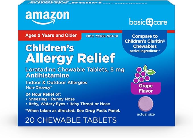 Amazon Basic Care Children's Allergy Relief, 5 mg, 2 and 20 Count