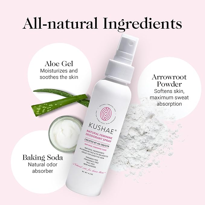 Kushae Natural Feminine Deodorant Spray 4 oz