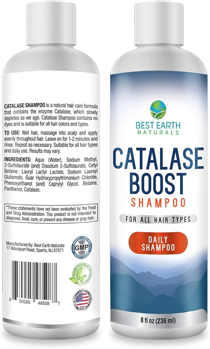 Best Earth Naturals Catalase Formula Starter Kit with 60 Capsules of Catalase 10,000 Shampoo 8 Ounces and Conditioner 8 Ounces