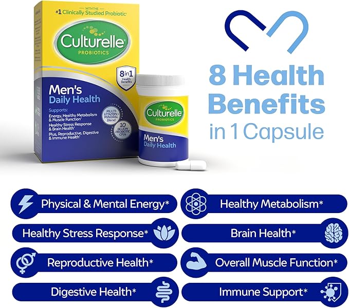 Culturelle Daily Health 8-in-1 Probiotic and 30 Count D3, Vitamin B12