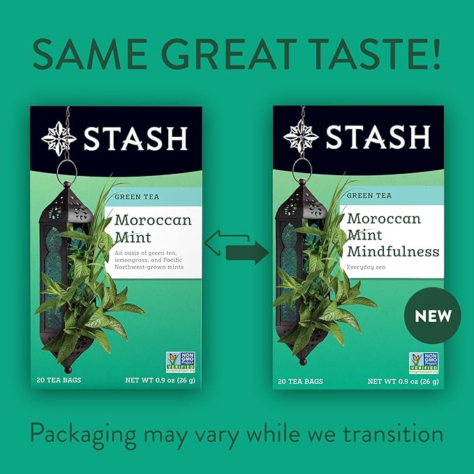 Stash Tea Moroccan Mint Green Tea - Caffeinated, Non-GMO Project Verified Premium Tea with No Artificial Ingredients, 20 Count (Pack of 6) - 120 Bags Total