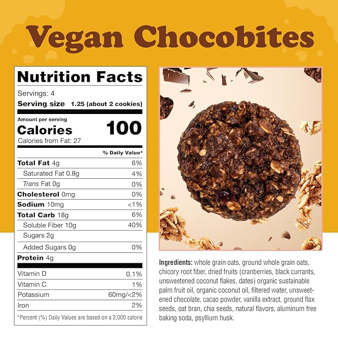 Alyssa’s Vegan Chocobites ⎸ Gluten Free Cookies, Healthy Snacks from the Bakery ⎸ Dairy Free, Sugar Free, Low Carb, Keto Protein Snacks ⎸ Gluten Free Snacks for Kids ⎸ 8 Cookies per box, 1 Pack