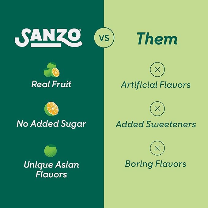 Sanzo Flavored Sparkling Water - Calamansi (Lime) 12-Pack - Carbonated Drink Made with Real Fruit and Sugar-Free - Non-GMO, Gluten-Free & Vegan - 12 Fl Oz Cans - Tart Lime with Hints of Tangerine