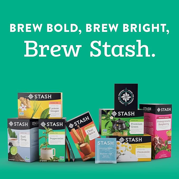 Stash Tea Wild Raspberry Hibiscus Herbal Tea - Naturally Caffeine Free, Non-GMO Project Verified Premium Tea with No Artificial Ingredients, 20 Count (Pack of 6) - 120 Bags Total