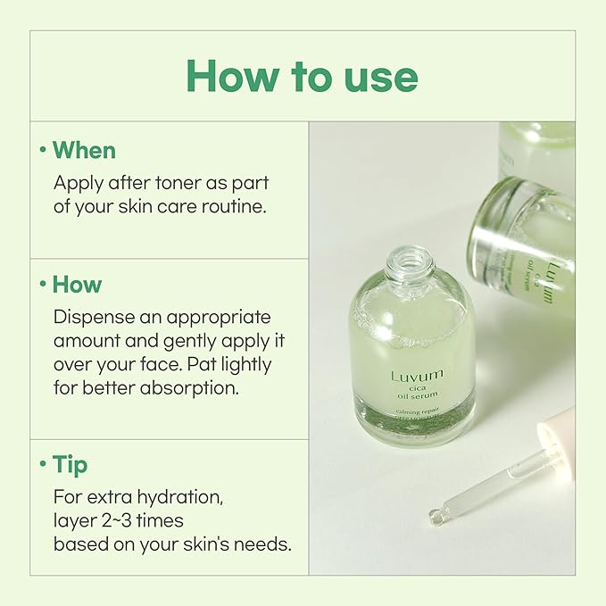 Calming Repair Cica Oil Serum 1.01 fl. oz - Centella Oil Serum - Advanced Centella - Hydrating & Calming - Ideal for Acne-Prone & Sensitive Skin - Korean Skin Care