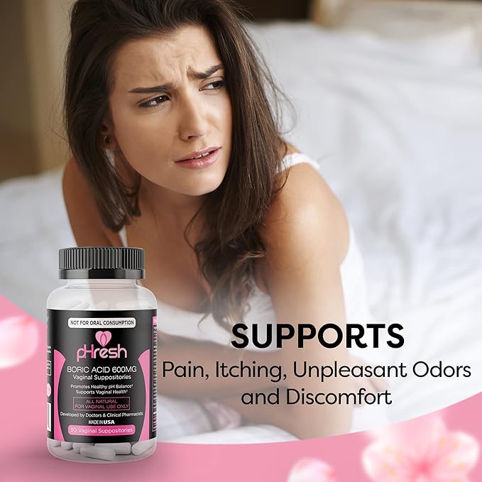 pHresh Boric Acid Suppositories for Women,