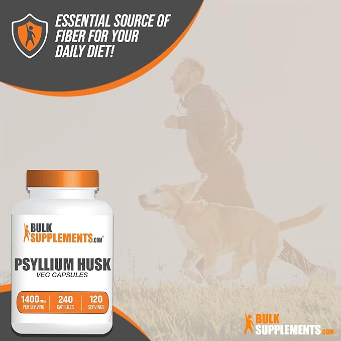 BulkSupplements.com Psyllium Husk Capsules 2 Capsules (1400mg) per 240 Veg