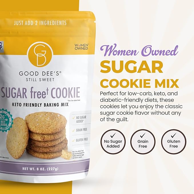 Good Dees Low Carb Baking Mix, Sugar Cookie Mix, Keto Baking Mix, No Sugar Added, Dairy-Free, Gluten Free, Soy-Free, Diabetic, Atkins & WW Friendly - (2g Net Carbs, 12 Servings (Sugar)