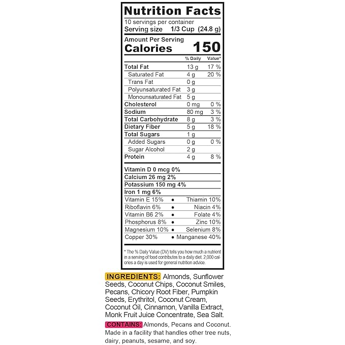 TGB Cinnamon Keto Granola | 1g Net Carb Cereal | Gluten Free Low Carb Nut Snack, 10 Ounces