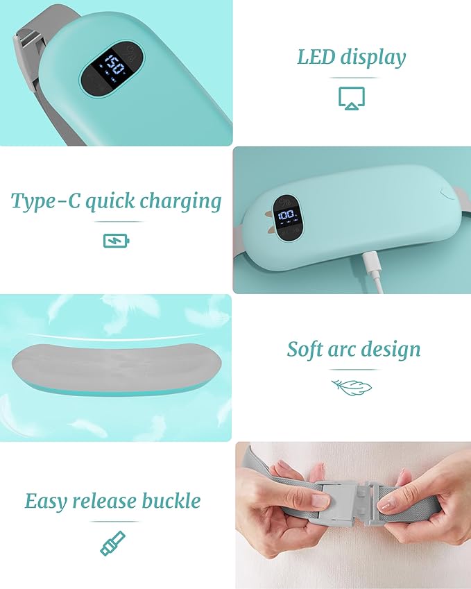 Portable Heating Pad for Cramps, Upgrade 6 Heat 6 Massage