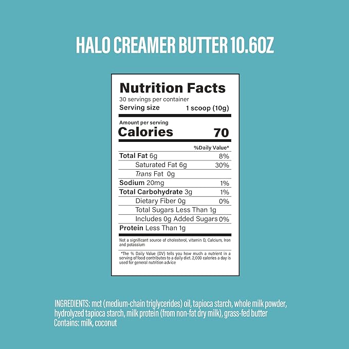 BUBS Naturals Halo Cream MCT Oil Powder - Functional Coconut Coffee Creamer (300gm Tub)