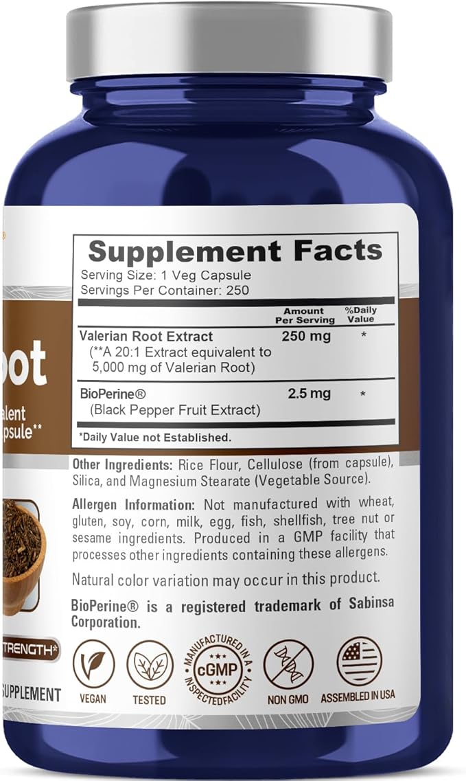 NusaPure Valerian Root 5000 mg Per 250 Count,