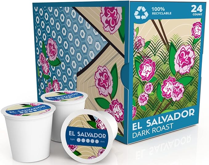 Atlas Coffee Club - Dark Roast Coffee Pods - El Salvador, 100% Recyclable, Premium Single Origin Coffee, 24ct Box