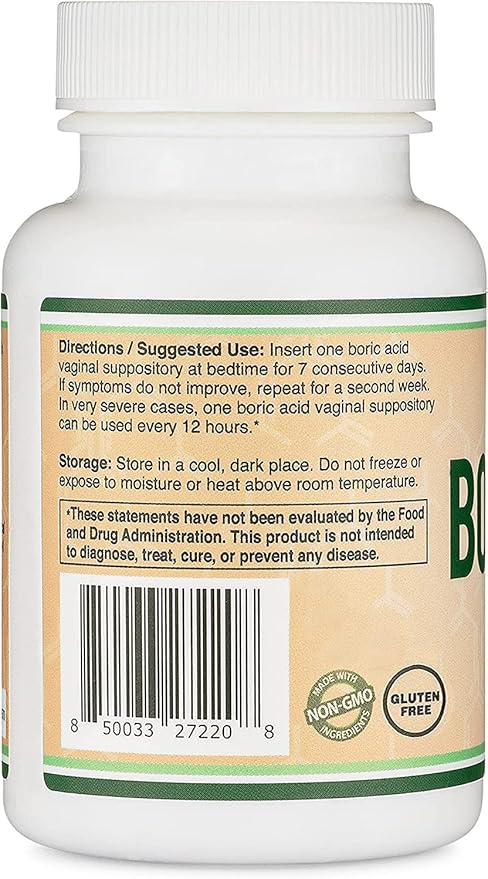 Boric Acid Suppositories (600mg Vaginal Suppository, 60 Count)