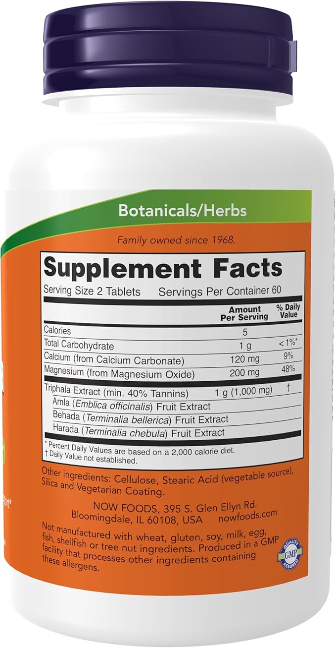 NOW Supplements, Triphala 500 mg, Combination 120 Tablets