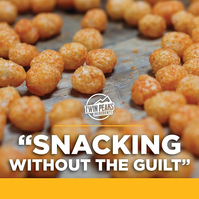 Twin Peaks Protein Puffs - (Nacho Cheese), Keto Friendly, Low Carb Snack (300g, 21g Protein, 2g Net Carbs, High Protein, Healthy Crunchy Snack)