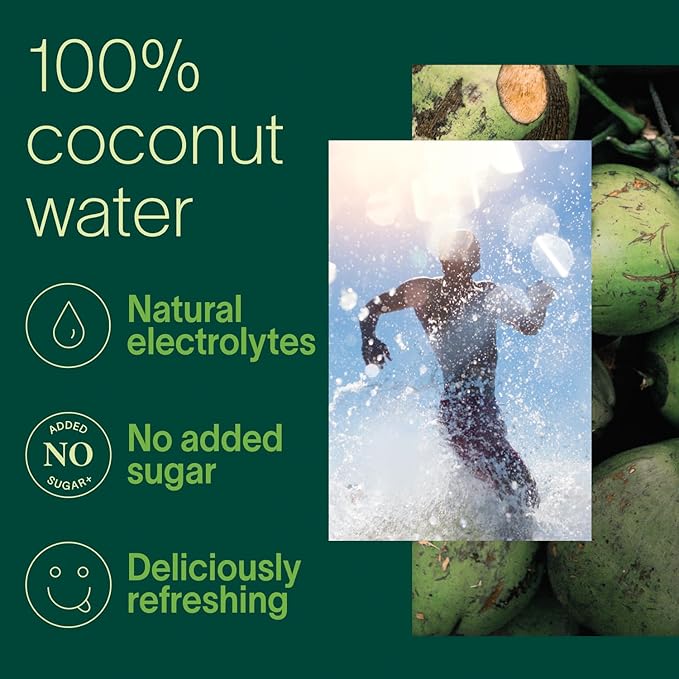 Zico 100% Coconut Water, No added Sugar, Refreshingly Delicious, Hydration with Electrolytes, 33.8 Fl Oz (Pack of 4)