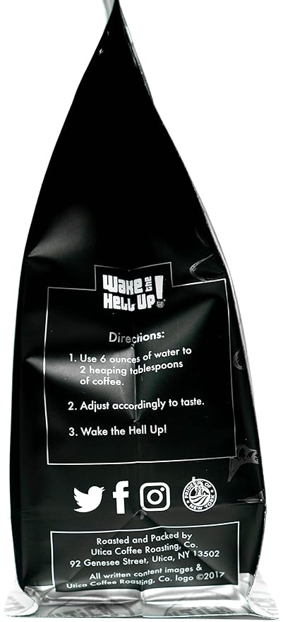 Wake The Hell Up! 12oz Ultra-Caffeinated Ground Coffee, Low Acid, Medium-Dark Roast