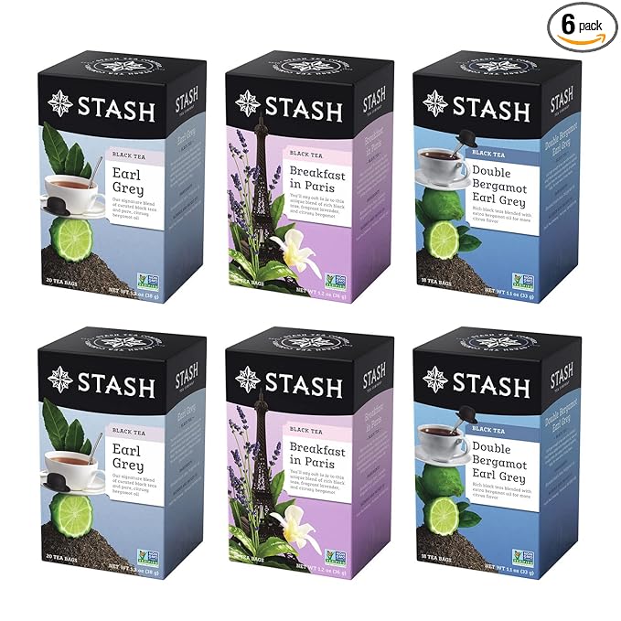 Stash Tea 6 Flavor The Earls Earl Grey Tea Assortment, 6 Boxes of 18 20 Tea Bags Each
