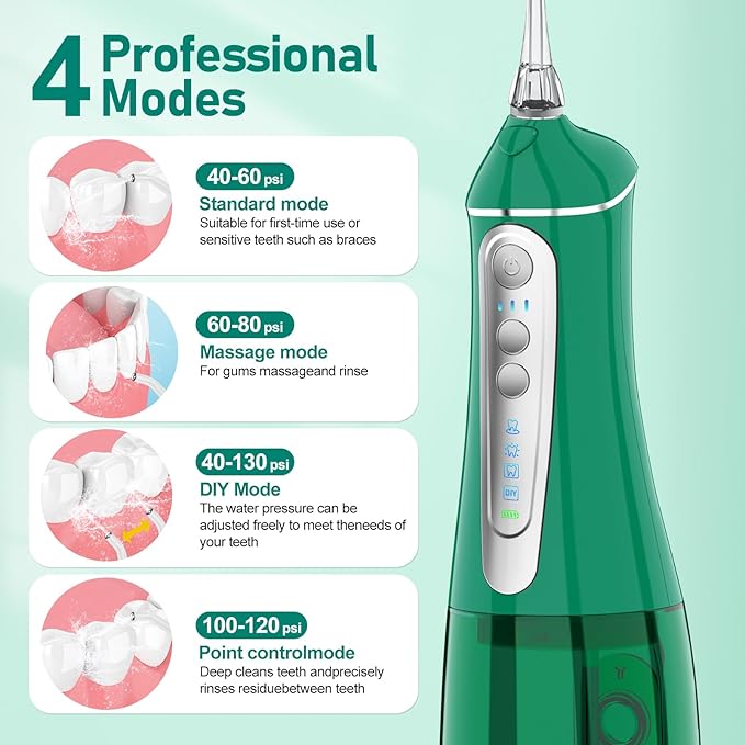 Water Dental flosser for Teeth Cleaning 4 Modes 6 Tips 7 Waterproof