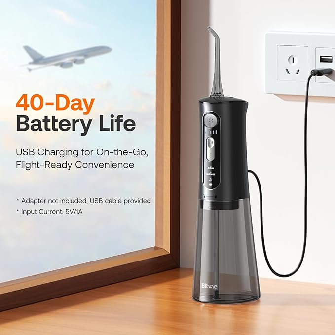 Bitvae Water Dental Flosser for Teeth, 3 Modes 5 Intensities, IPX7 Waterproof,