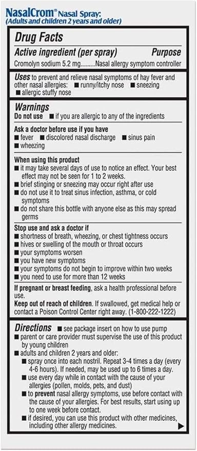 NasalCrom Nasal Spray Allergy Symptom Controller | 200 Sprays | .88 FL OZ (2 Pack)