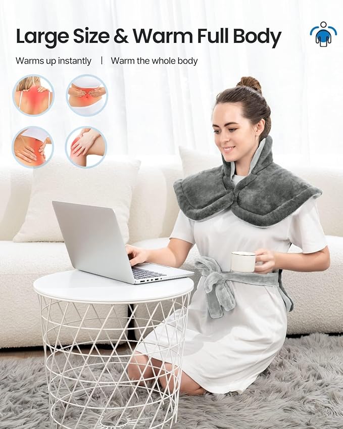 RENPHO Heating Pad for Back, Relaxation 24"x33", Grey