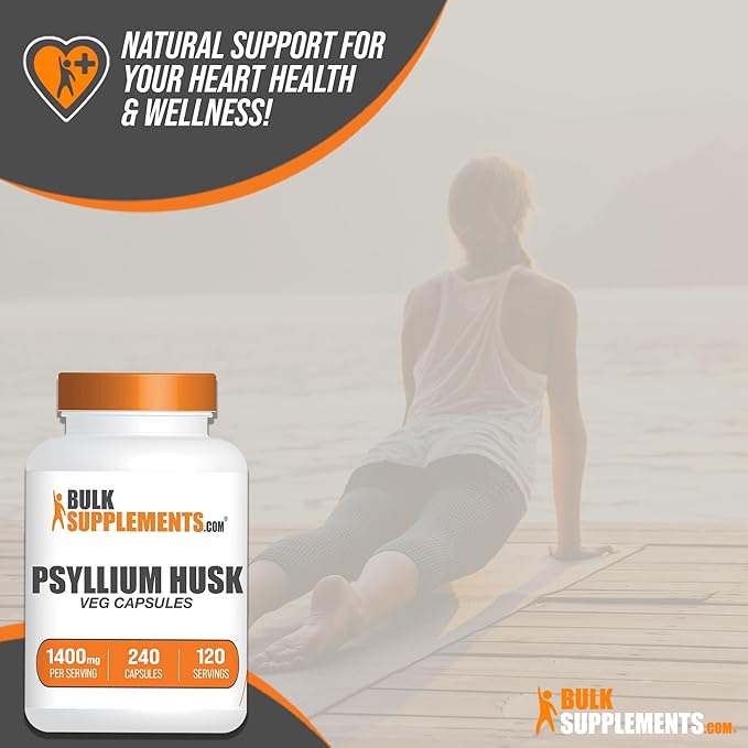 BulkSupplements.com Psyllium Husk Capsules 2 Capsules (1400mg) per 240 Veg