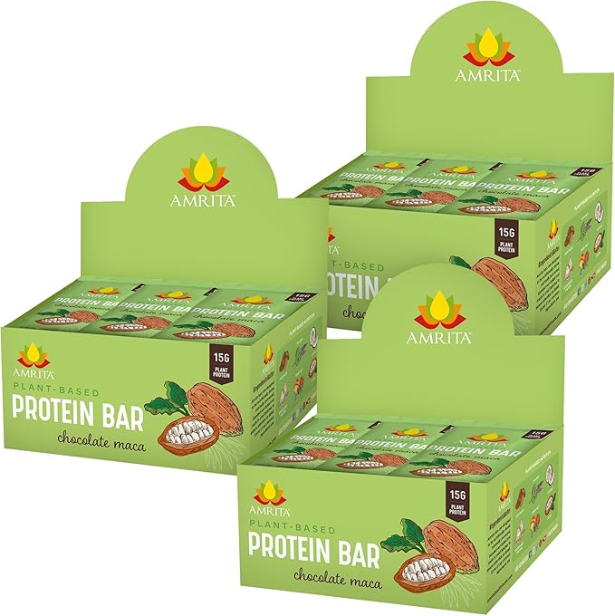 AMRITA Chocolate Maca Vegan Protein Bars 15g of