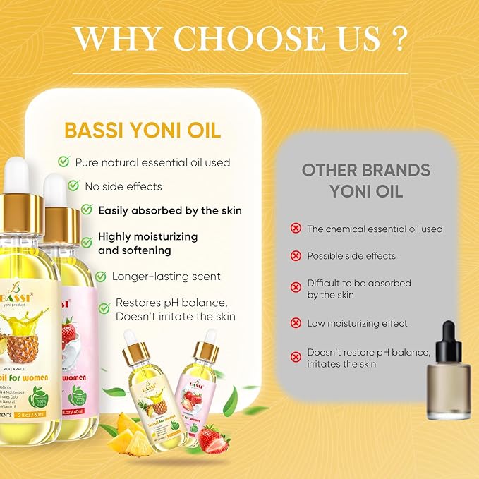 Natural Yoni Oil for Women Organic 4 Fl (2 x 2 Fl 2 PCS