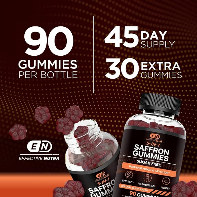 Saffron Gummies - Sugar Free Saffron D2, Passion (90ct)
